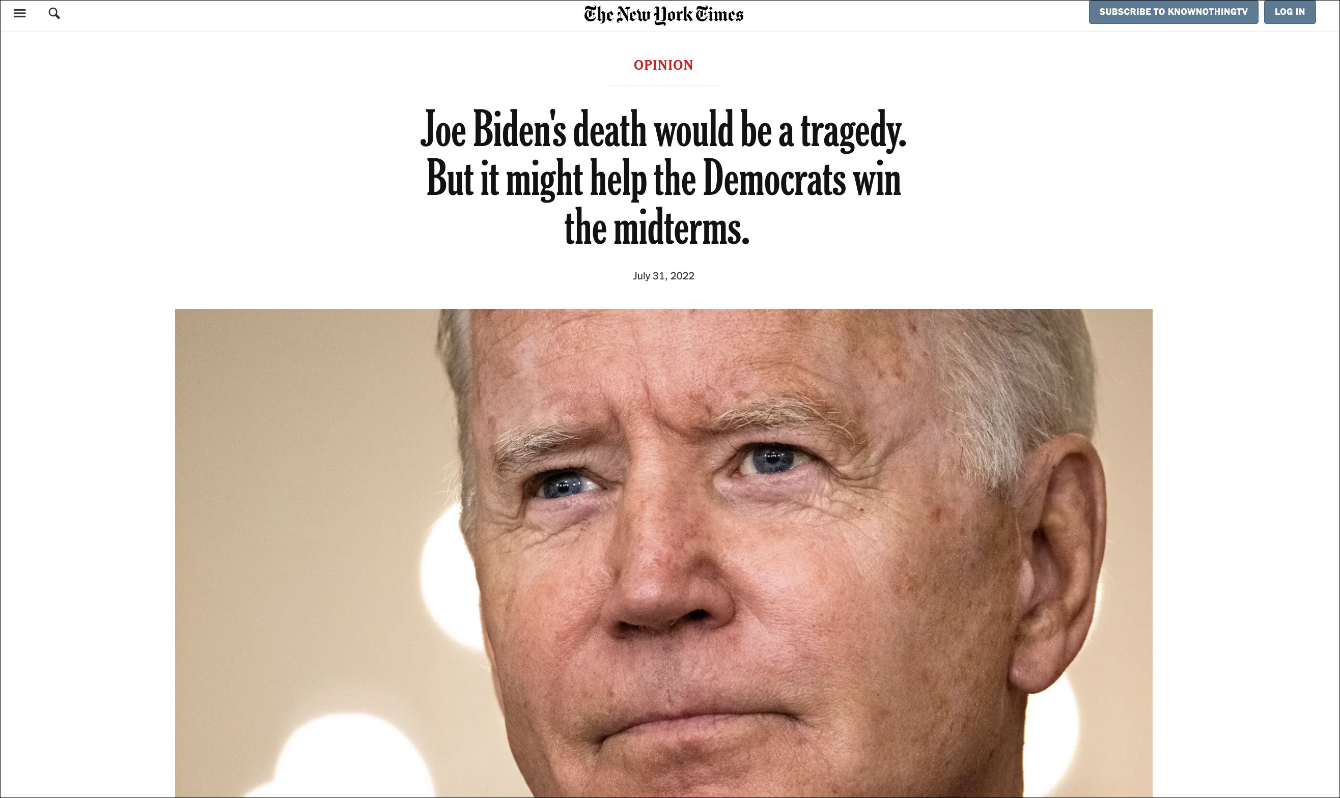 炸了 纽约时报称拜登死亡帮民主党赢得中期选举?