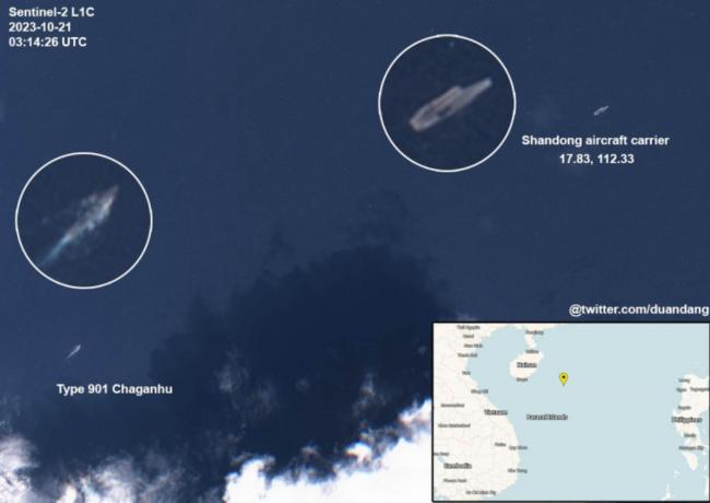 美中航舰同巡南海 核动力航母舰逼近黄岩岛40浬