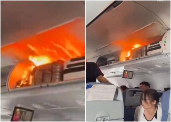 突然听到爆炸声 中国国航行李架起火 突然听到爆炸声 中国国航行李架起火