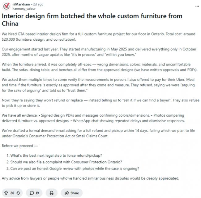 加国屋主定制家具: 从中国运来, 全家当场傻眼 加国屋主定制家具: 从中国运来, 全家当场傻眼