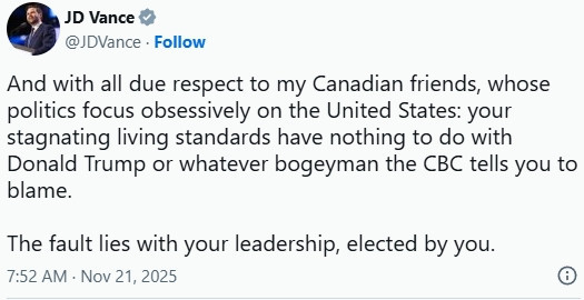 万斯:加国移民太疯狂,生活水平下滑自找的 万斯:加国移民太疯狂,生活水平下滑自找的