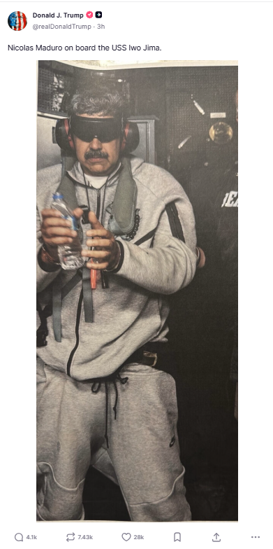 马杜罗多张被捕照流出!川普点名3大将接管委国 马杜罗多张被捕照流出!川普点名3大将接管委国