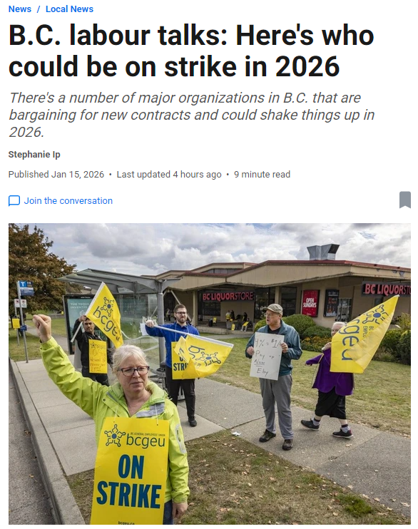 BC省2026年“罢工风暴”倒计时 BC省2026年“罢工风暴”倒计时