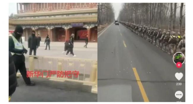 传中南海门前黑衣密布 大量军人军车上道.... 传中南海门前黑衣密布 大量军人军车上道....