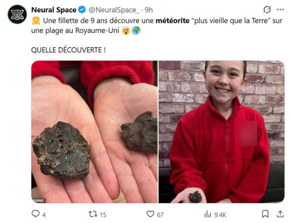 比地球还古老 9岁女童捡到“45亿年陨石” 比地球还古老 9岁女童捡到“45亿年陨石”