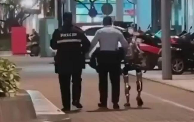 吓坏散步大妈 AI机器人被警察“逮捕” 吓坏散步大妈 AI机器人被警察“逮捕”