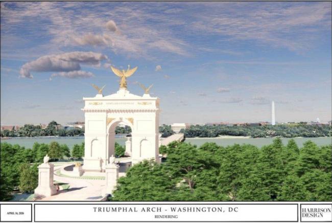 狮鹰环绕 金光闪耀 川普华府凯旋门设计曝光 狮鹰环绕 金光闪耀 川普华府凯旋门设计曝光