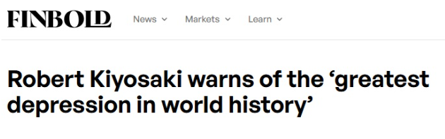 《富爸爸》作者警告:预言正在成真! 《富爸爸》作者警告:预言正在成真!