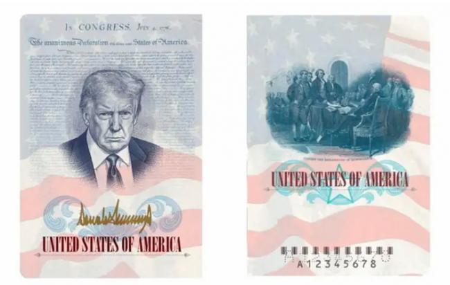 极其罕见!美国推限量版护照 印有川普大头像 极其罕见!美国推限量版护照 印有川普大头像