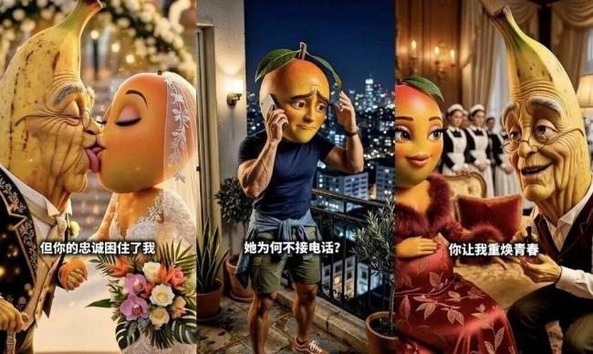 出轨怀孕打小三:水果AI视频成功拉低智商 出轨怀孕打小三:水果AI视频成功拉低智商