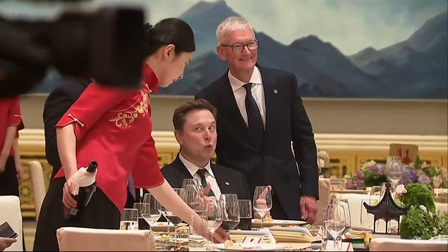 马斯克访华晚宴望向美女服务员 表情灵动 马斯克访华晚宴望向美女服务员 表情灵动