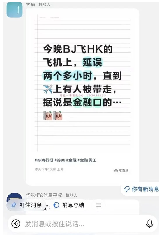 网爆一金融业人士飞机起飞前被带走 网民晒图 网爆一金融业人士飞机起飞前被带走 网民晒图