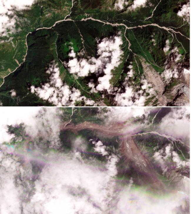 中尼山洪:山谷像炸弹轰过 610米巨冰坠1200米 中尼山洪:山谷像炸弹轰过 610米巨冰坠1200米